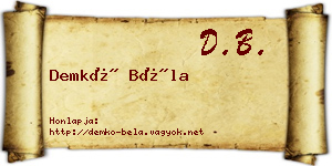 Demkó Béla névjegykártya