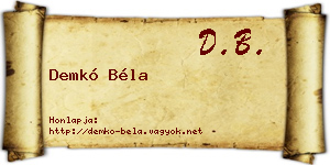 Demkó Béla névjegykártya